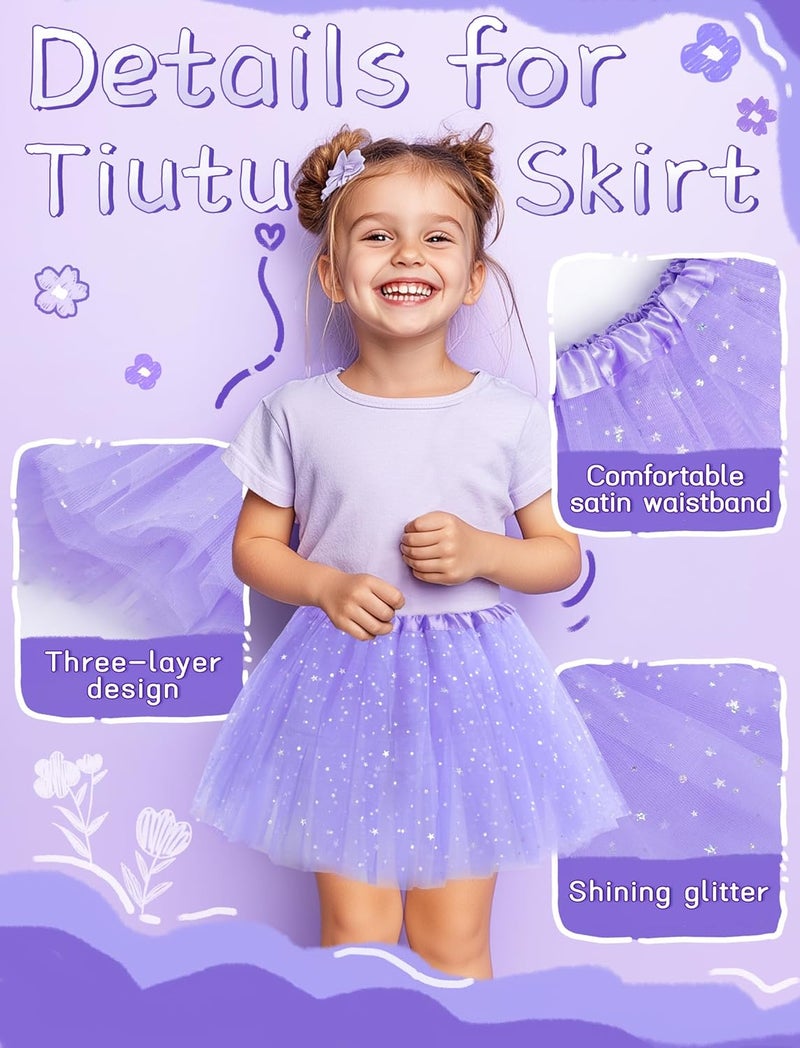 Lainlight Store Tutu for Girls Stars Sequins Princess Ballet Dress Tulle Skirt for Girls 4-12 Years 3 Layered - Image 3